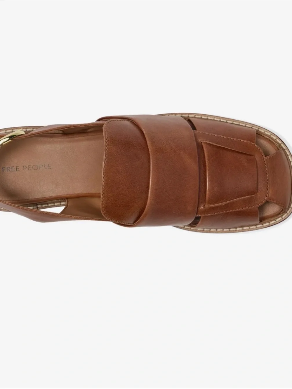 NEW Free People Womens Libby Fisher Sandals Brown Leather Strappy Slingback 9.5
